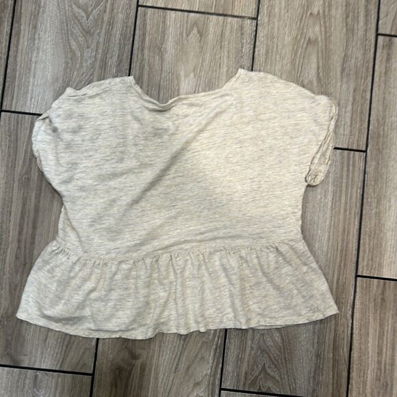 Madewell Women's Peplum Top Medium Boho Boxy Preppy Linen Breathable Lightweight - Picture 3 of 8